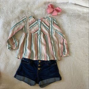 Toddler Girl Linen Stripe Blouse